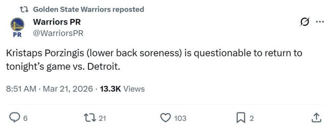 残阵勇士惨败活塞 杜伦统治攻防率队逆转